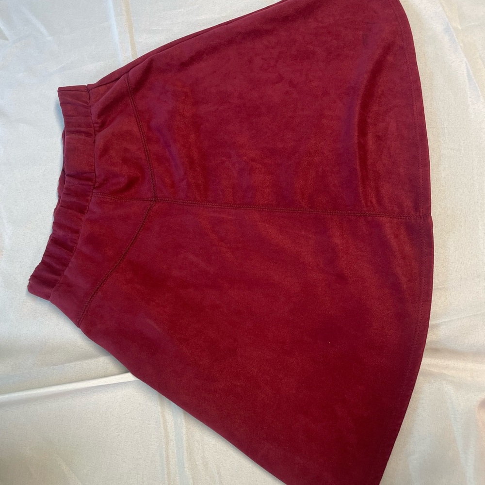 Discreet Red Mini A-Line Skirt Burgundy